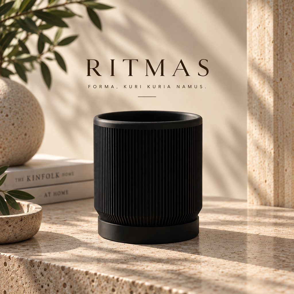 RITMAS – juodas dekoratyvinis vazonas